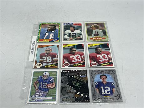 SHEET OF NFL ROOKIE CARDS