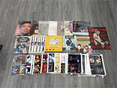 MUSIC RELATED LOT - BOOKS, RECORDS, POSTERS