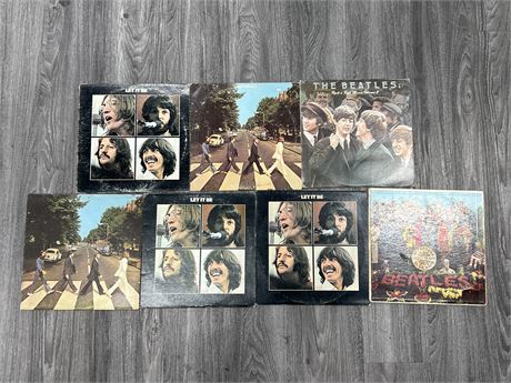 7 BEATLES RECORDS - MAJORITY SCRATCHED, FEW SLIGHTLY SCRATCHED