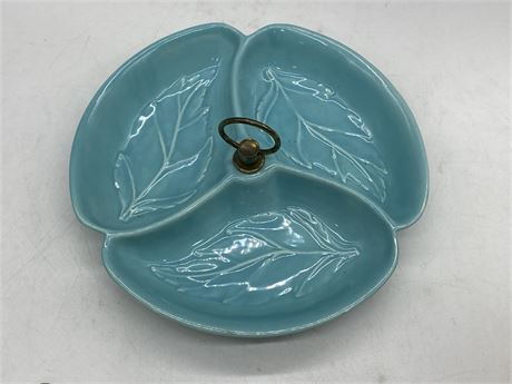 VINTAGE POTTERY DIVIDED SERVING DISH MADE IN USA - NO. 4 (10”)