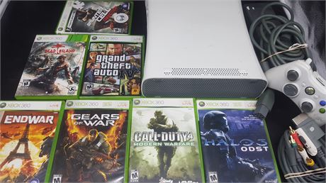 XBOX 360 SYSTEM & 7 GAMES (WORKING)