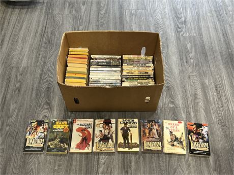 BOX OF OVER 70 VINTAGE WESTERN / ADVENTURE BOOKS