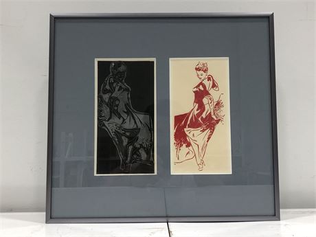 VINTAGE PRINT PLATE AND PRINT OF LADY 30’s STYLE 16X14”