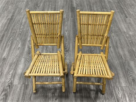 2 VINTAGE FOLDING BAMBOO CHAIRS (27” tall)
