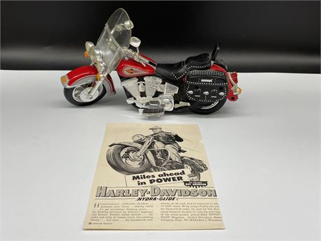 HARLEY DAVIDSON MOTORCYCLE & ORIGINAL AD (12”X7”)
