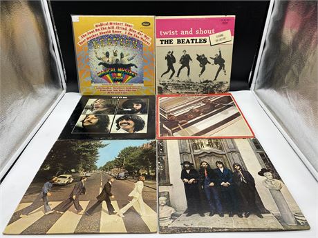6 BEATLES RECORDS - GOOD (G) - (scratched)