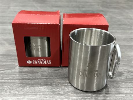 2 NEW STAINLESS STEEL MOLSON CANADIAN MUGS