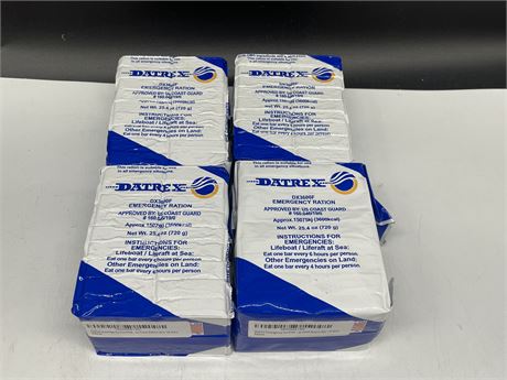 4 NEW DATREX EMERGENCY RATIONS (18 BARS PER PACKAGE)