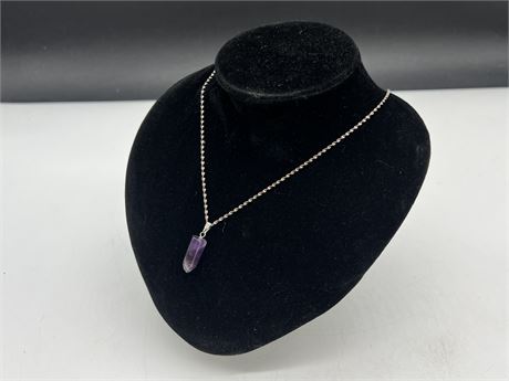925 STERLING NECKLACE W/AMETHYST PENDANT (20”)
