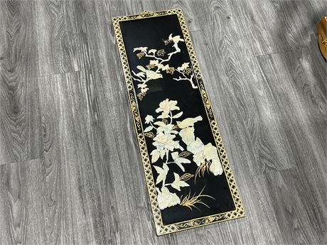 CHINESE MOTHER OF PEARL INLAID HANGING PANEL (12”x36”)