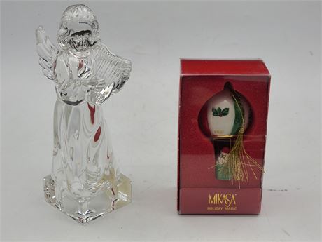 MIKASA CRYSTAL HERALD COLLECTION  ANGELIC HARP ANGEL (Germany) + ORNAMENT