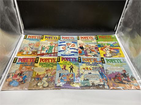 SET OF 10 VINTAGE (1972/73) POPEYE COMICS - GREAT CONDITION