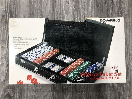 (NEW) DELUXE POKER SET BY BOWRING (300 PIECE, 11.5GRADE)