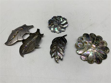 ASSORTED ABALONE & SILVER JEWELLERY LOT (SOME MARKED)