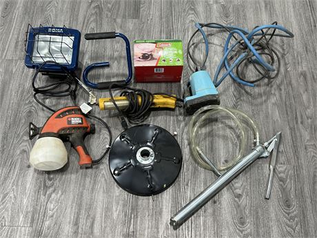 LOT OF MISC TOOLS / LIGHTS