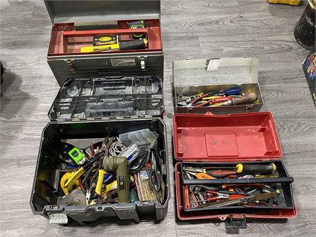 LOT OF 4 MISC FULL TOOL BOXES