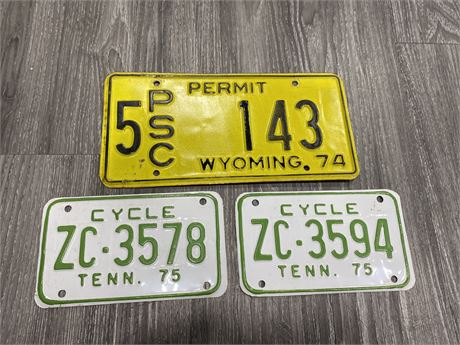 3 MISC LICENSE PLATES