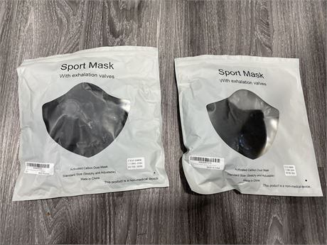 2 NEW SPORT MASKS WITH EXHALATION VALVES