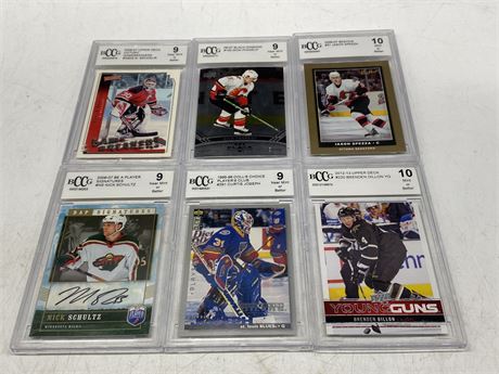 6 VARIOUS BCCG GRADED 9/10 NHL CARDS