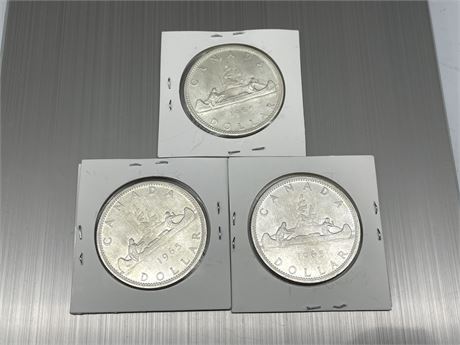 (3) 1965 SILVER CANADIAN COINS