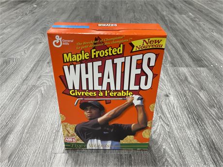 SEALED TIGER WOODS MAPLE FROSTED WHEATIES CEREAL - NEAR MINT SHAPE