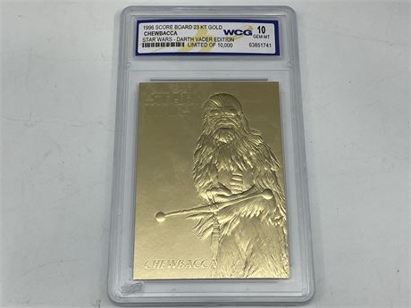 STAR WARS CHEWBACCA 23CT GOLD CARD L/E #3748A GRADED ‘10 GEM-MINT’