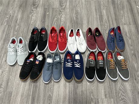 11 BRAND NEW PAIRS OF ETNIES & EMERICA SKATE SHOES (APPROX SIZE MENS 9-9.5)
