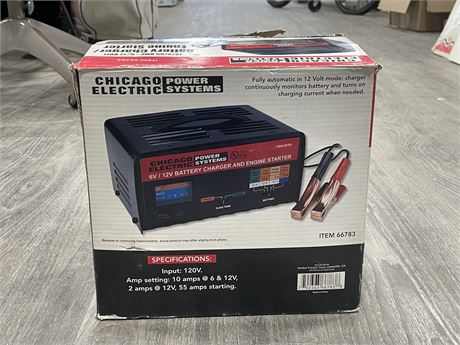 IN BOX CHICAGO ELECTRIC 120V BATTERY CHARGER