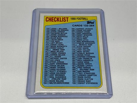 1988 TOPPS FOOTBALL UNMARKED CHECKLIST (Mint)