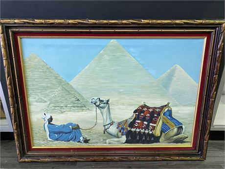 SIGNED ORIGINAL OIL PAINTING - PYRAMIDS OF GIZA (43”X30.5”)