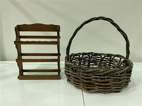 WHICKER BASKET AND SPICE RACK