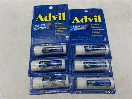 6 NEW TRAVEL SIZE ADVILS - ALL EXPIRE 2025/10
