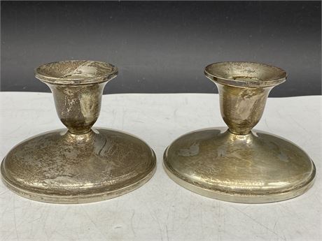 2 STERLING SILVER CANDLE HOLDERS (3” TALL)
