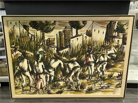 MCM MEXICAN FIELD WORKERS TEXTILE PAINT (51.5”X36.5”)