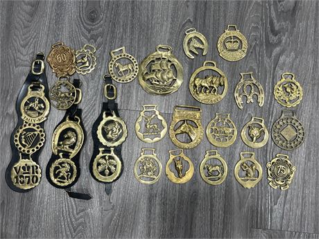 COLLECTION OF BRASS HORSE MEDALLIONS