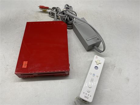 RED WII WITH CONTROLLER