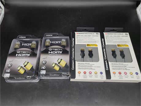 4 NEW HDMI CABLE (6ft cords)