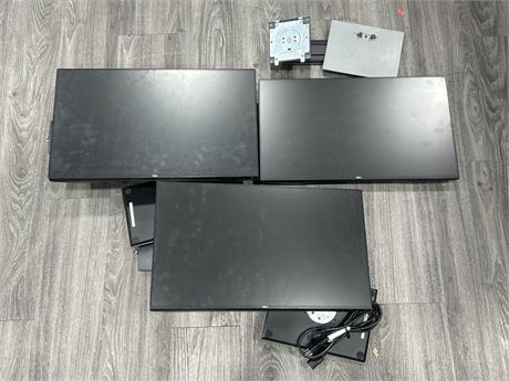 3 DELL WALL MONITORS W/HARDWARE (1 MISSING POWER CORD)