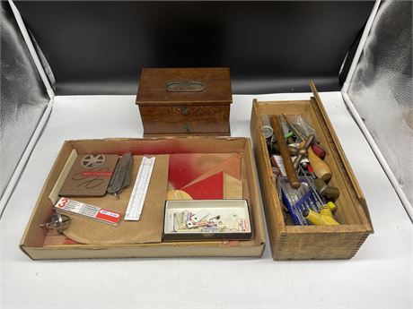VINTAGE TOOLS, DRAFTING ACCESSORIES ECT