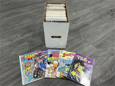 SHORTBOX OF MISC. COMICS - DC, MARVEL, DISNEY + OTHERS