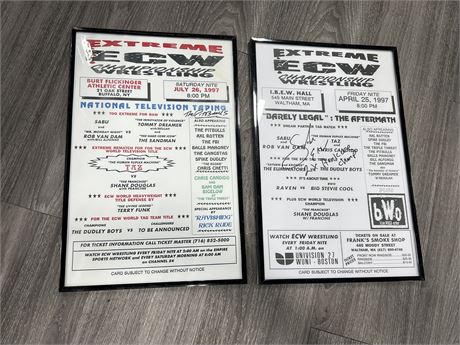 2 ORIGINAL ECW WRESTLING POSTERS - BOTH SIGNED (11”x17”) - NO COAS