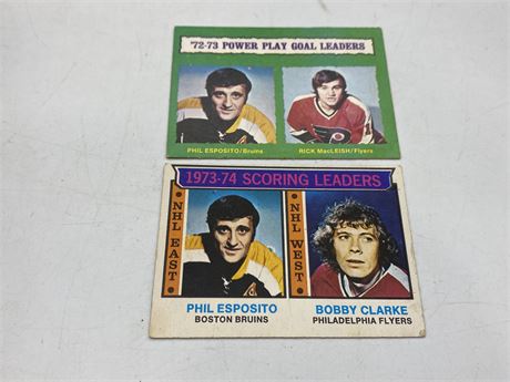1972/73 OPC POWER PLAY GOAL LEADERS CARD & 73/74 OPC SCORING LEADERS CARD