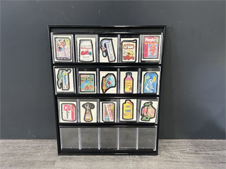 20 CARD DISPLAY STAND WITH (15) 1985 TOPPS WHACKY PACK CARDS