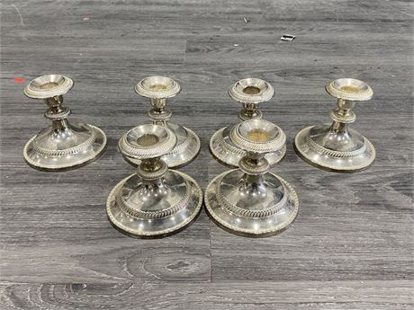 6 SILVER PLATED CANDLE HOLDERS (4.5”)