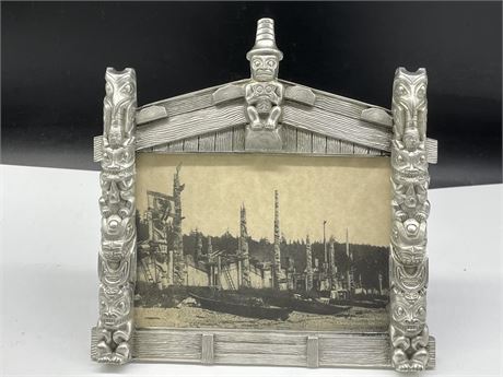FIRST NATIONS SOLID PEWTER LONGHOUSE FRAME 8”x8”