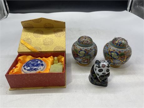 CHINESE CLOISINNNE LOT AND WAX STAMP