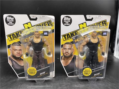 AKAM & REZAR WWE “TAKE OVER” FIGURES (Includes Topps collector cards)
