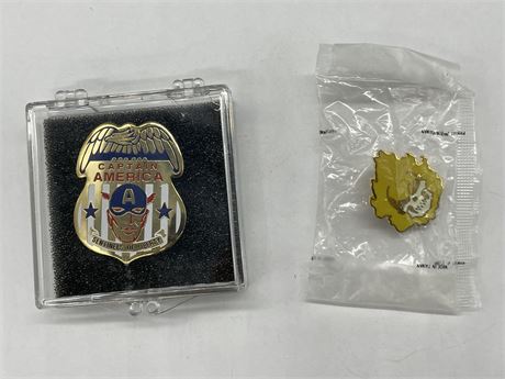 LIMITED EDITION CAPTAIN AMERICA PIN #1450/2500 & GHOST RIDER PIN