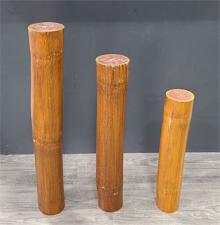 3 LARGE BAMBOO CANDLES (30"Height)