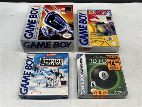 4 GAMEBOY ADVANCE GAMES / ACCESSORIES IN BOX